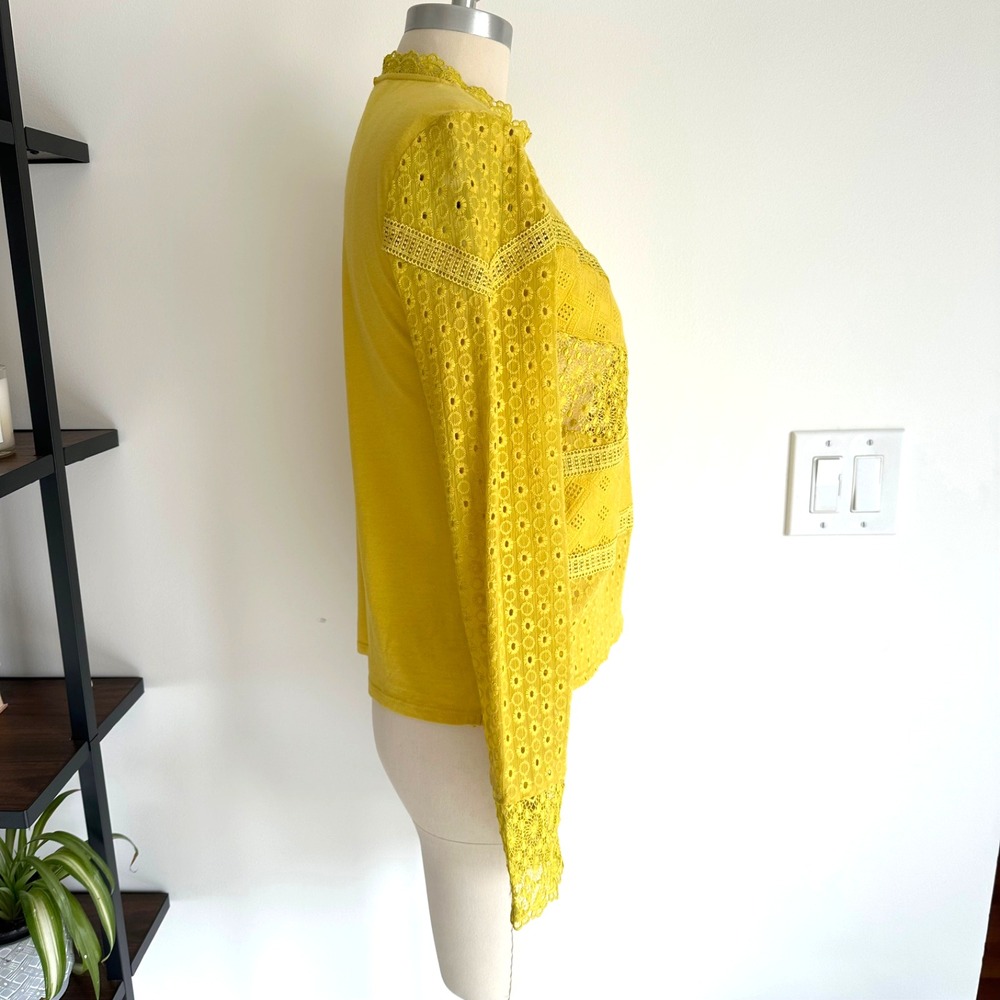 Anthropologie‎ James Coviello Burnham Lace Top Women's Size XS Gold Yellow - Picture 6 of 12